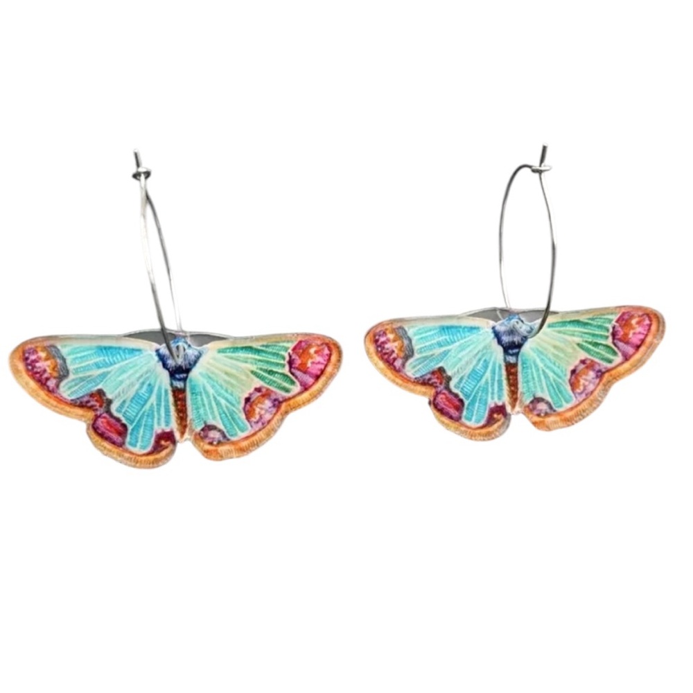 Blue Moth Dangle Earrings